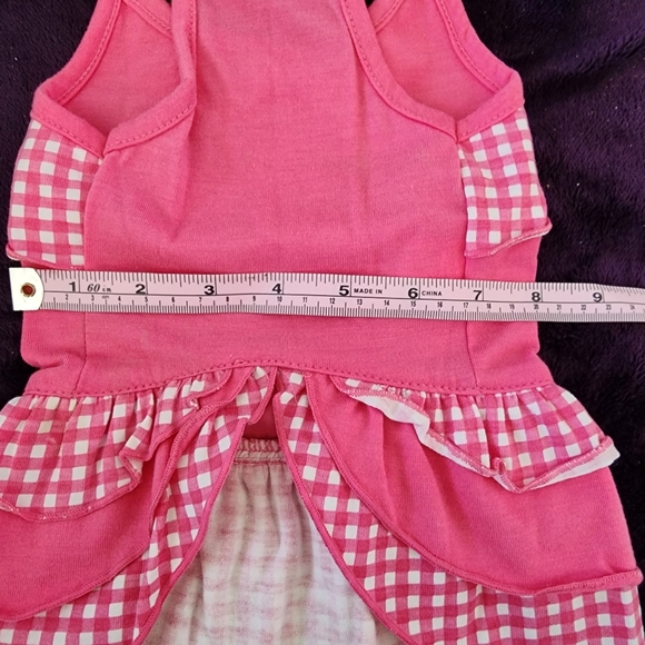 DOG Sundress EAST SIDE COLLECTION Pink & White Checked Size Small Furbaby - Picture 3 of 8
